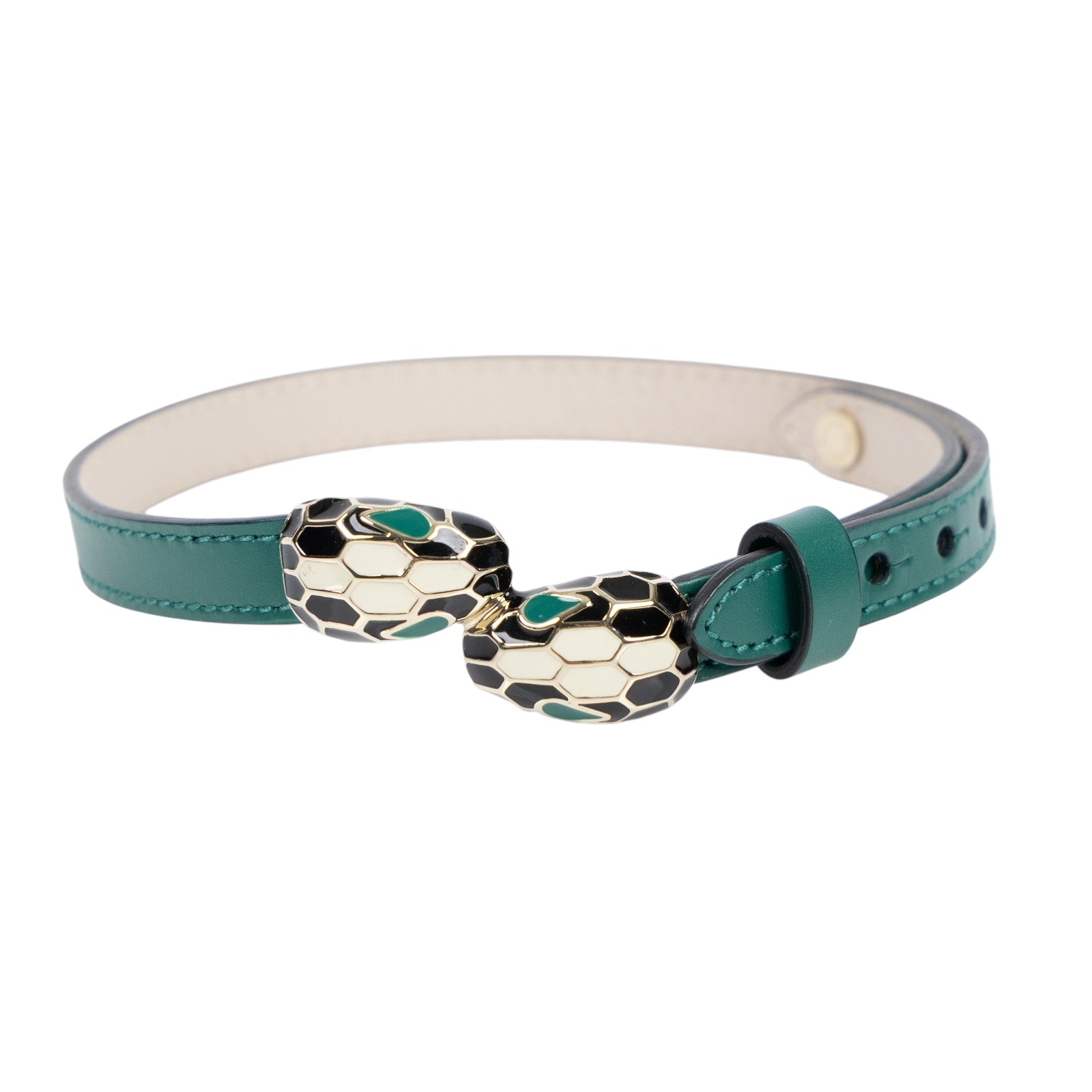 寶格麗 BVLGARI Serpenti Forever 手鍊 39997_S 綠雙蛇頭雙圈手環 原廠盒子/保書