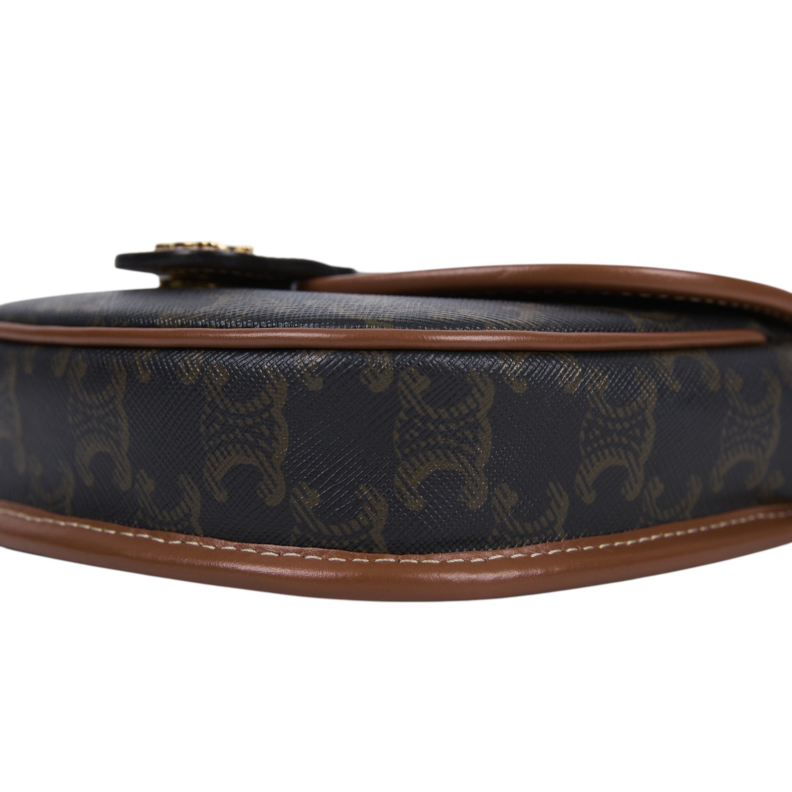 思琳 CELINE Triomphe帆布 小牛皮 迷你 Besace 斜背 肩背 馬鞍包 196702BZJ 黃褐色BESACE CLEA MINI 防塵袋