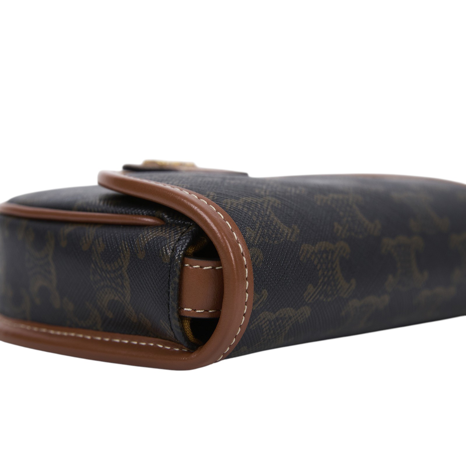 思琳 CELINE Triomphe帆布 小牛皮 迷你 Besace 斜背 肩背 馬鞍包 196702BZJ 黃褐色BESACE CLEA MINI 防塵袋