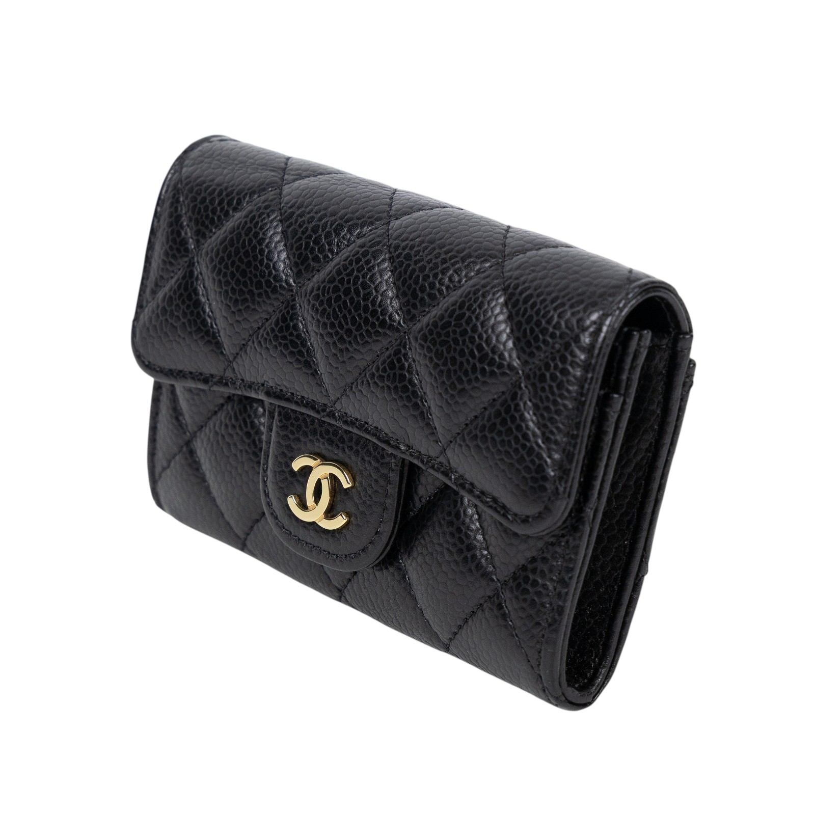 香奈兒 CHANEL CC LOGO 口蓋 卡片夾 錢包 AP0214 晶片款 黑金荔枝卡包 防塵袋/原廠盒子/購買證明影本