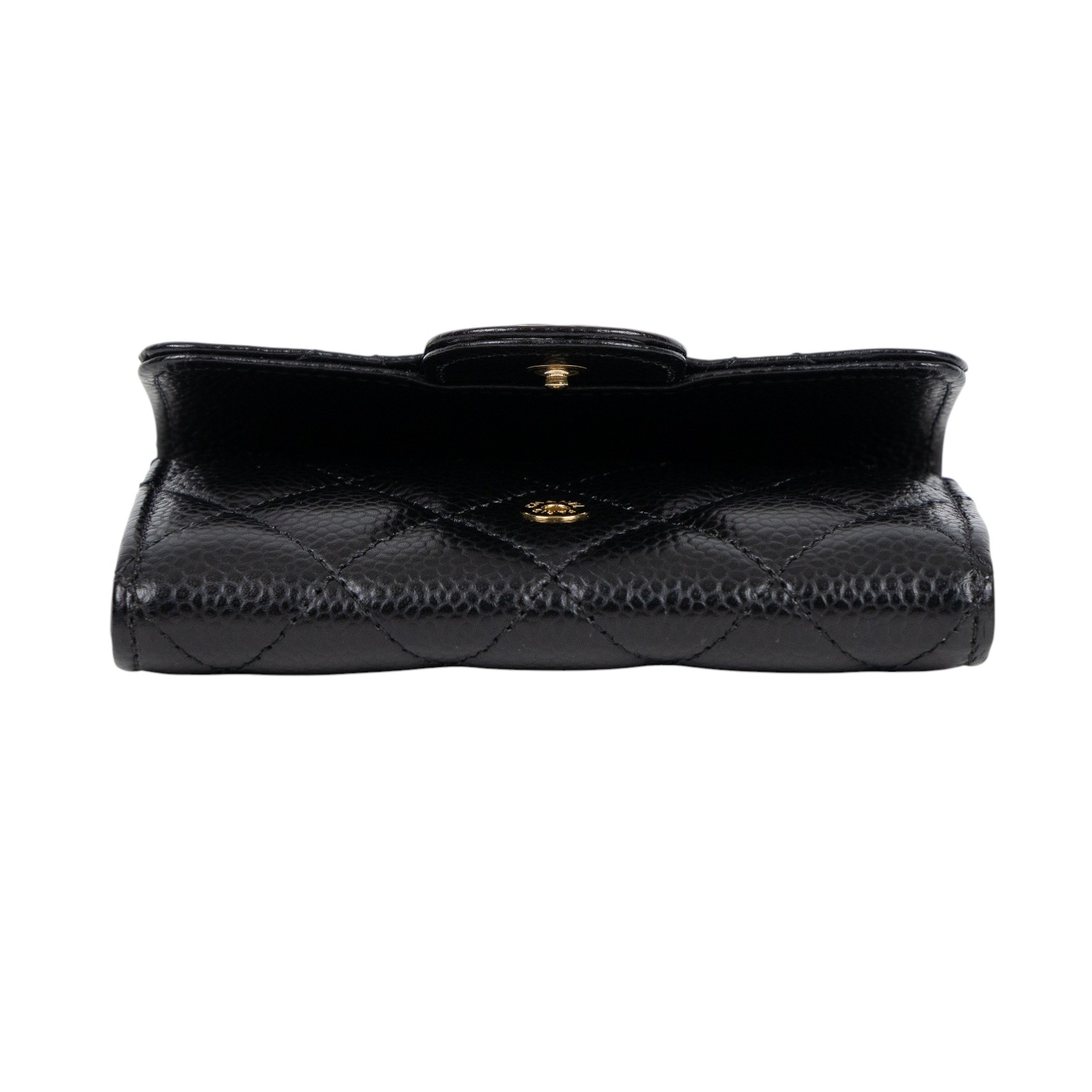 香奈兒 CHANEL CC LOGO 口蓋 卡片夾 錢包 AP0214 晶片款 黑金荔枝卡包 防塵袋/原廠盒子/購買證明影本