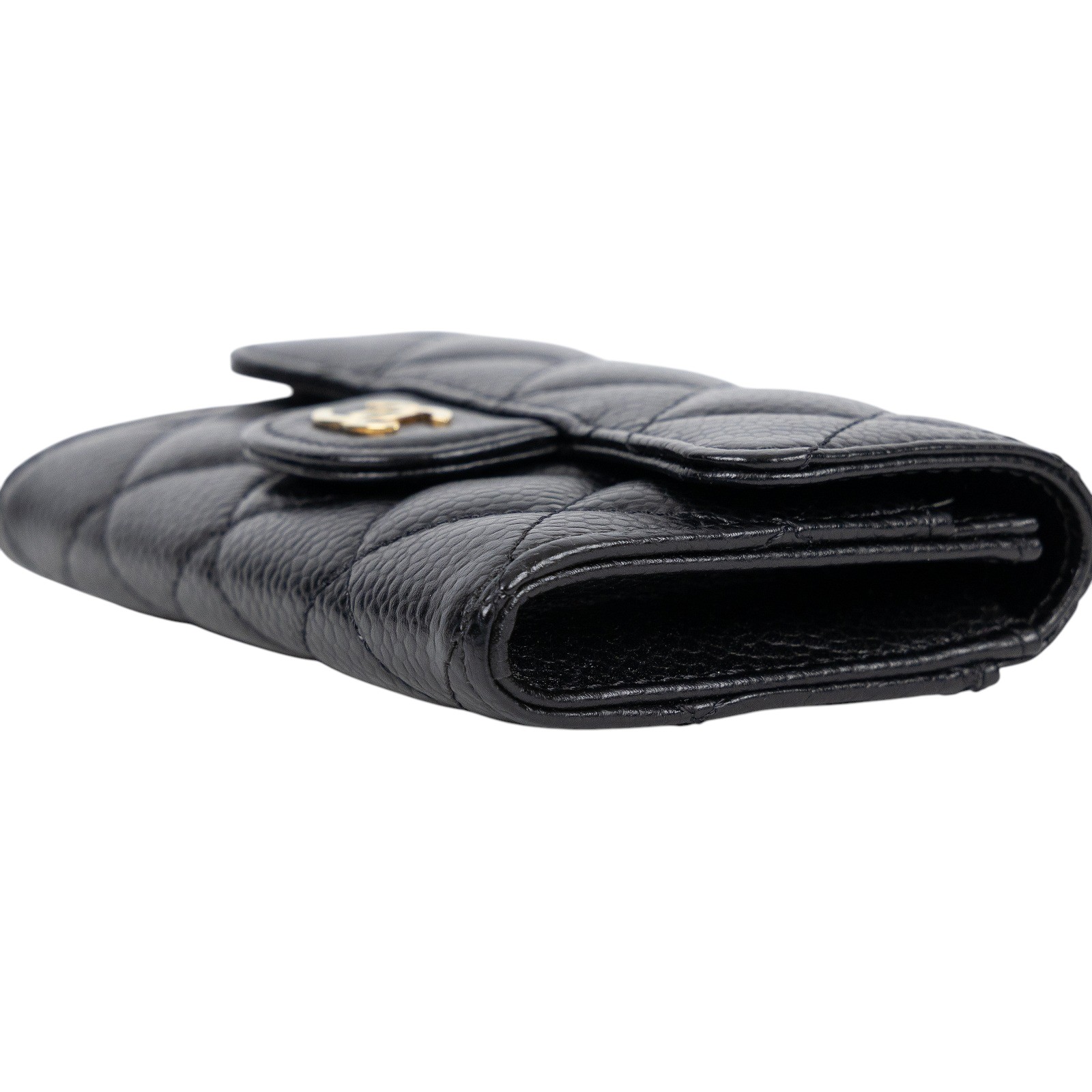 香奈兒 CHANEL CC LOGO 口蓋 卡片夾 錢包 AP0214 晶片款 黑金荔枝卡包 防塵袋/原廠盒子/購買證明影本