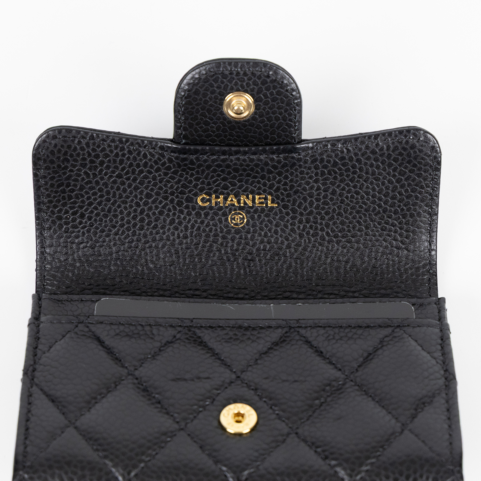 香奈兒 CHANEL CC LOGO 口蓋 卡片夾 錢包 AP0214 晶片款 黑金荔枝卡包 防塵袋/原廠盒子/購買證明影本