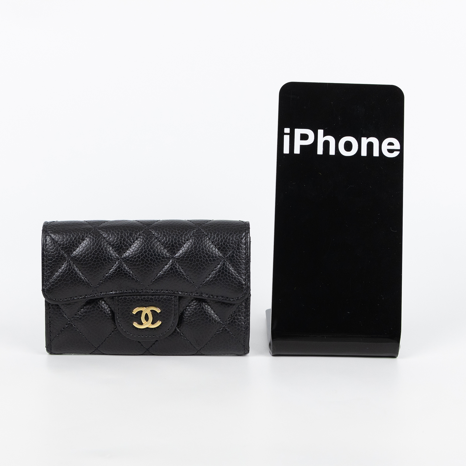 香奈兒 CHANEL CC LOGO 口蓋 卡片夾 錢包 AP0214 晶片款 黑金荔枝卡包 防塵袋/原廠盒子/購買證明影本