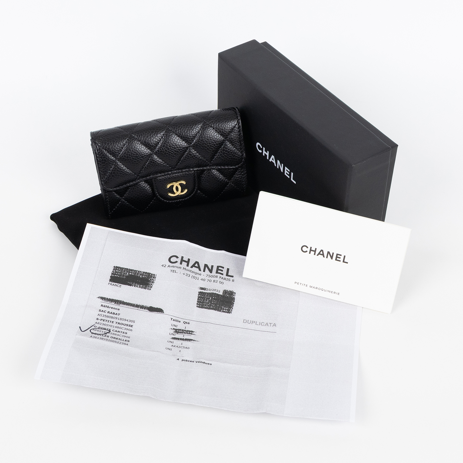 香奈兒 CHANEL CC LOGO 口蓋 卡片夾 錢包 AP0214 晶片款 黑金荔枝卡包 防塵袋/原廠盒子/購買證明影本