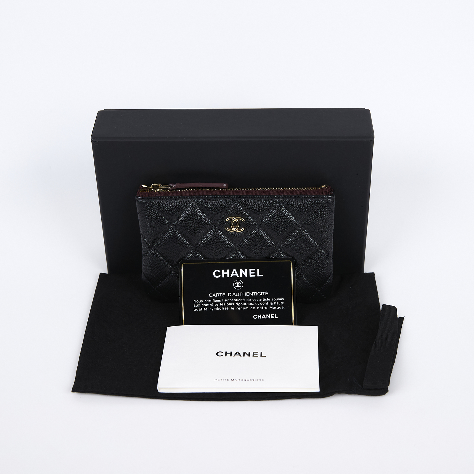 香奈兒 CHANEL 手拿包 隨身包 零錢包 小皮件 A82365 31開黑荔枝一字拉POUCH 防塵袋/原廠盒子/保證卡