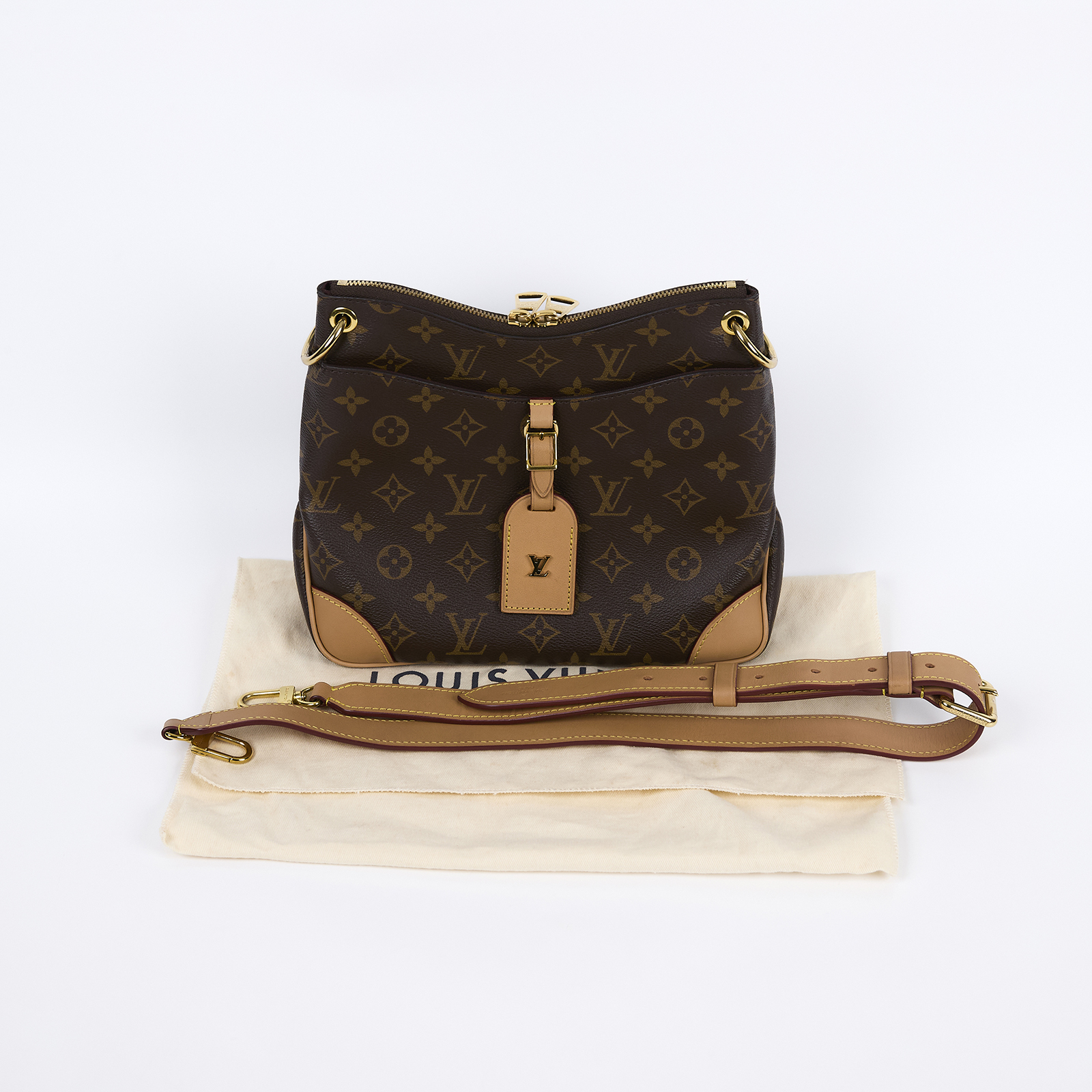 路易威登 LOUIS VUITTON Odéon PM 經典原花 天然色皮革 拉鍊 肩背 斜背包 M45354 晶片款 原花ODÉON PM 防塵袋/STARP