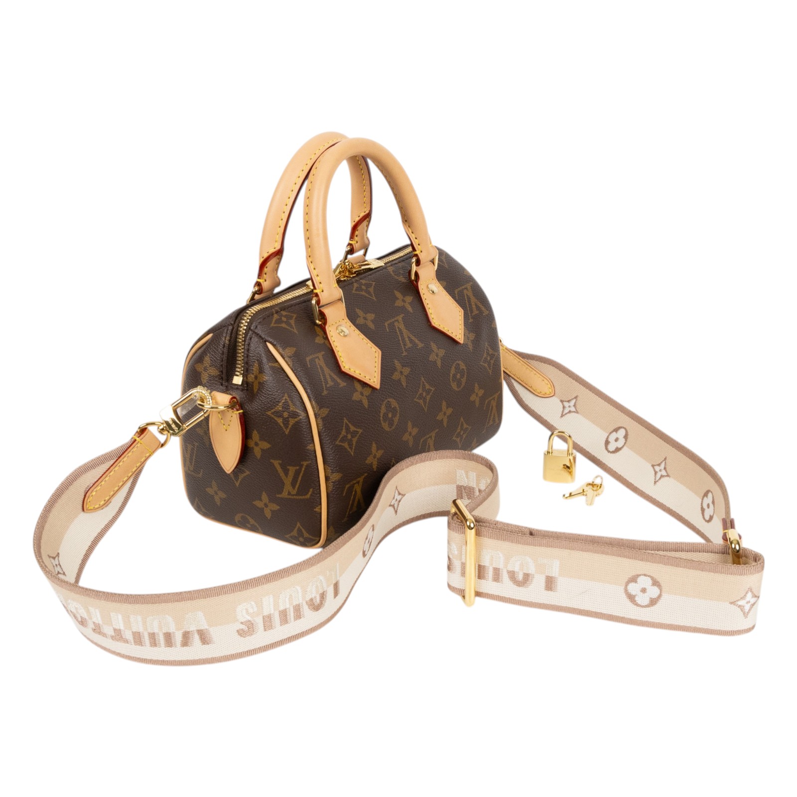 路易威登 LOUIS VUITTON Speedy Bandoulière 20 米色 帆布 手提 斜背 波士頓包 M46222 晶片款  原廠盒子/背帶/鎖組/購買證明正本