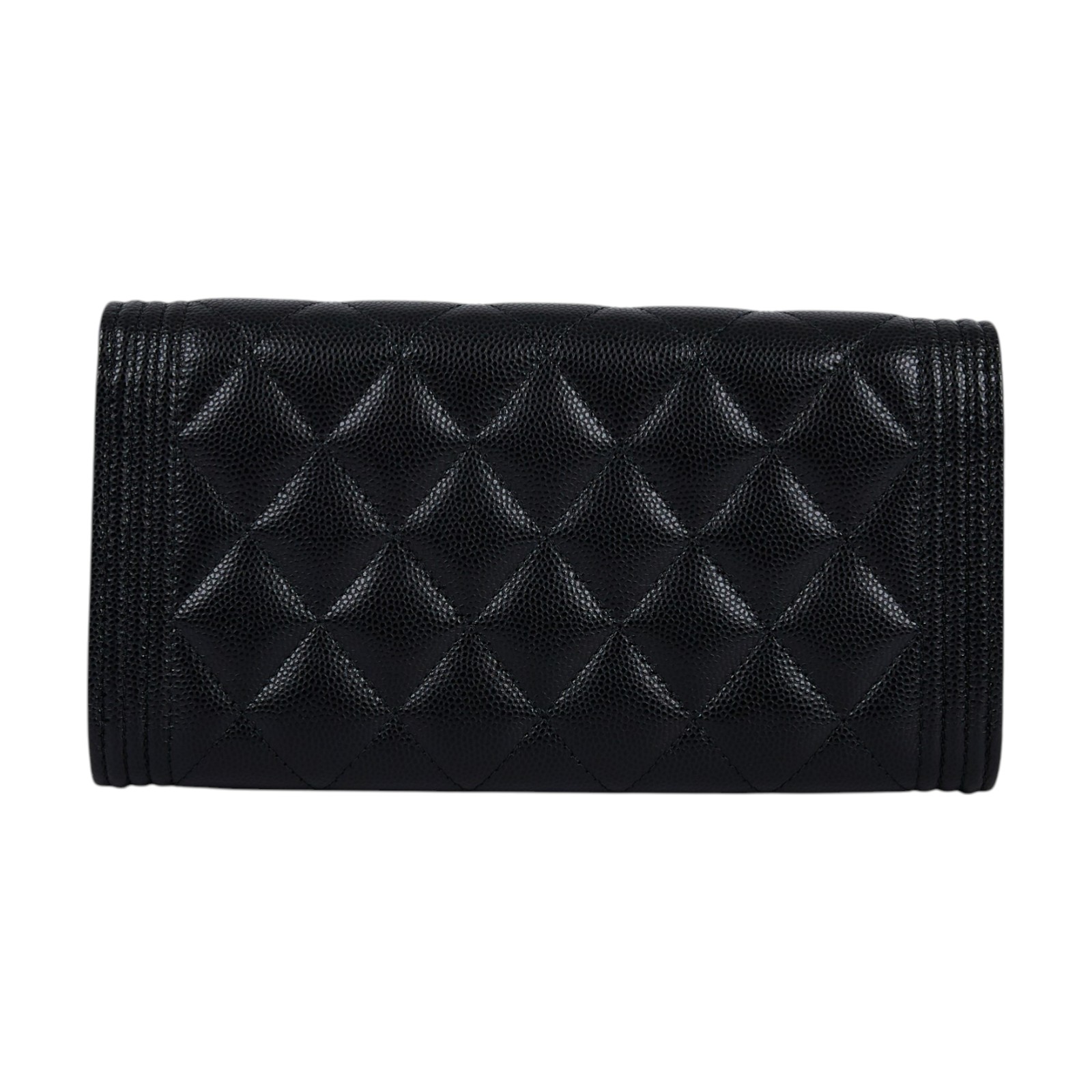 香奈兒 CHANEL Boy 雙C 荔枝皮 牛皮 釦式 長夾 A80286 B01489 31開黑荔枝BOY長夾 原廠盒子/防塵袋/保證卡/購買證明正本