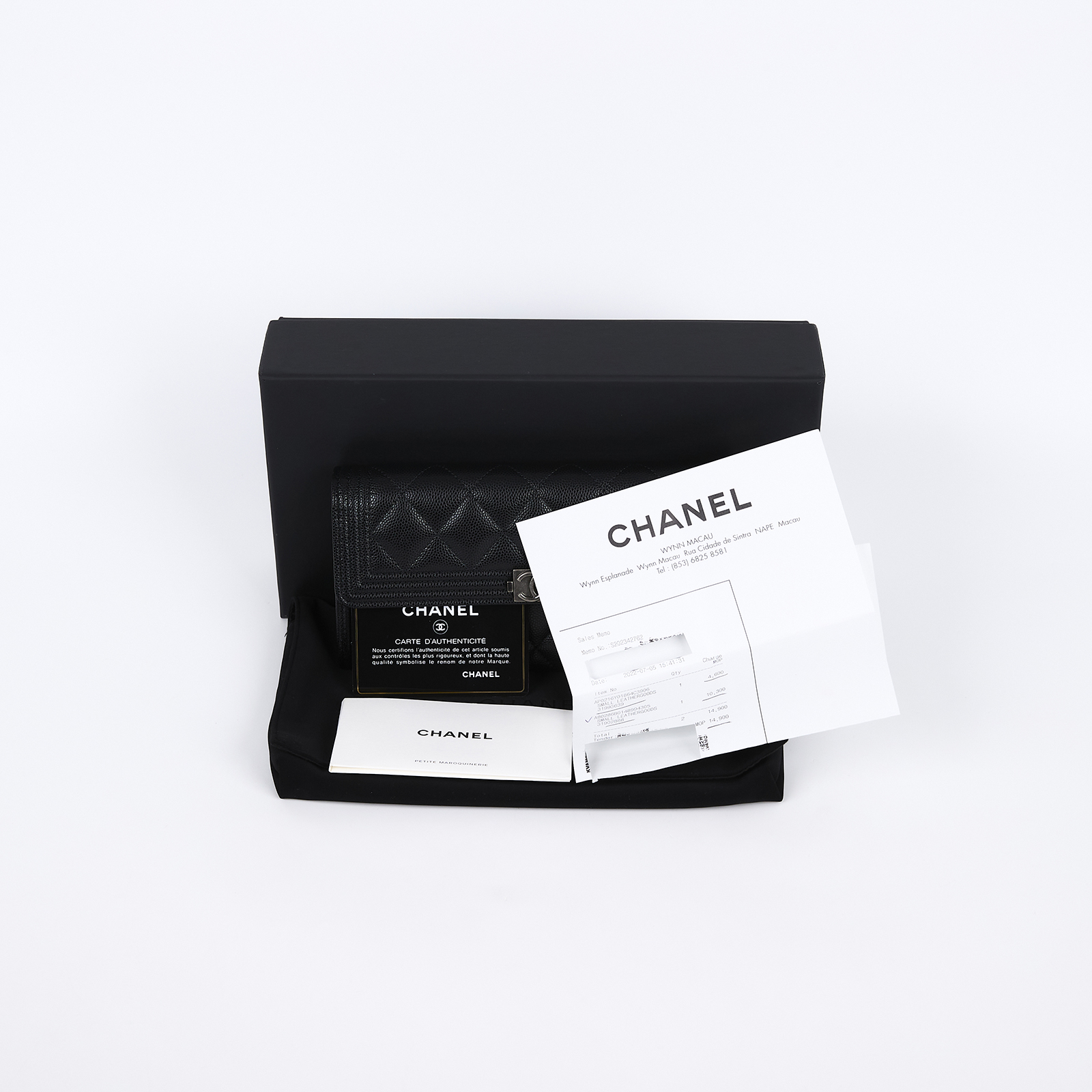 香奈兒 CHANEL Boy 雙C 荔枝皮 牛皮 釦式 長夾 A80286 B01489 31開黑荔枝BOY長夾 原廠盒子/防塵袋/保證卡/購買證明正本