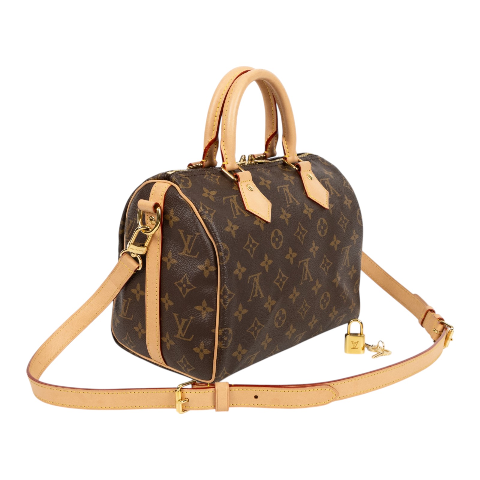 路易威登 LOUIS VUITTON Speedy Bandoulière 25  波士頓包 手提包 經典帆布 M46977 晶片款  原廠盒子/防塵袋/背帶/鎖組