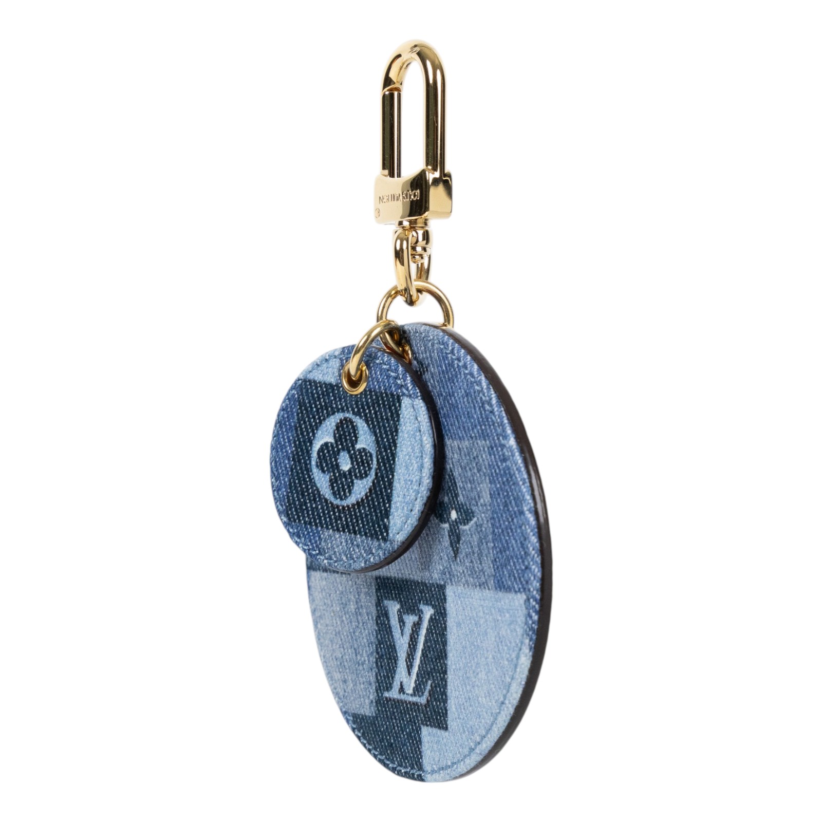 路易威登 LOUIS VUITTON Porte Cles 鑰匙扣 鑰匙圈 包飾 M69017 圓牛仔格紋LOGO鑰匙圈 原廠盒子/防塵袋