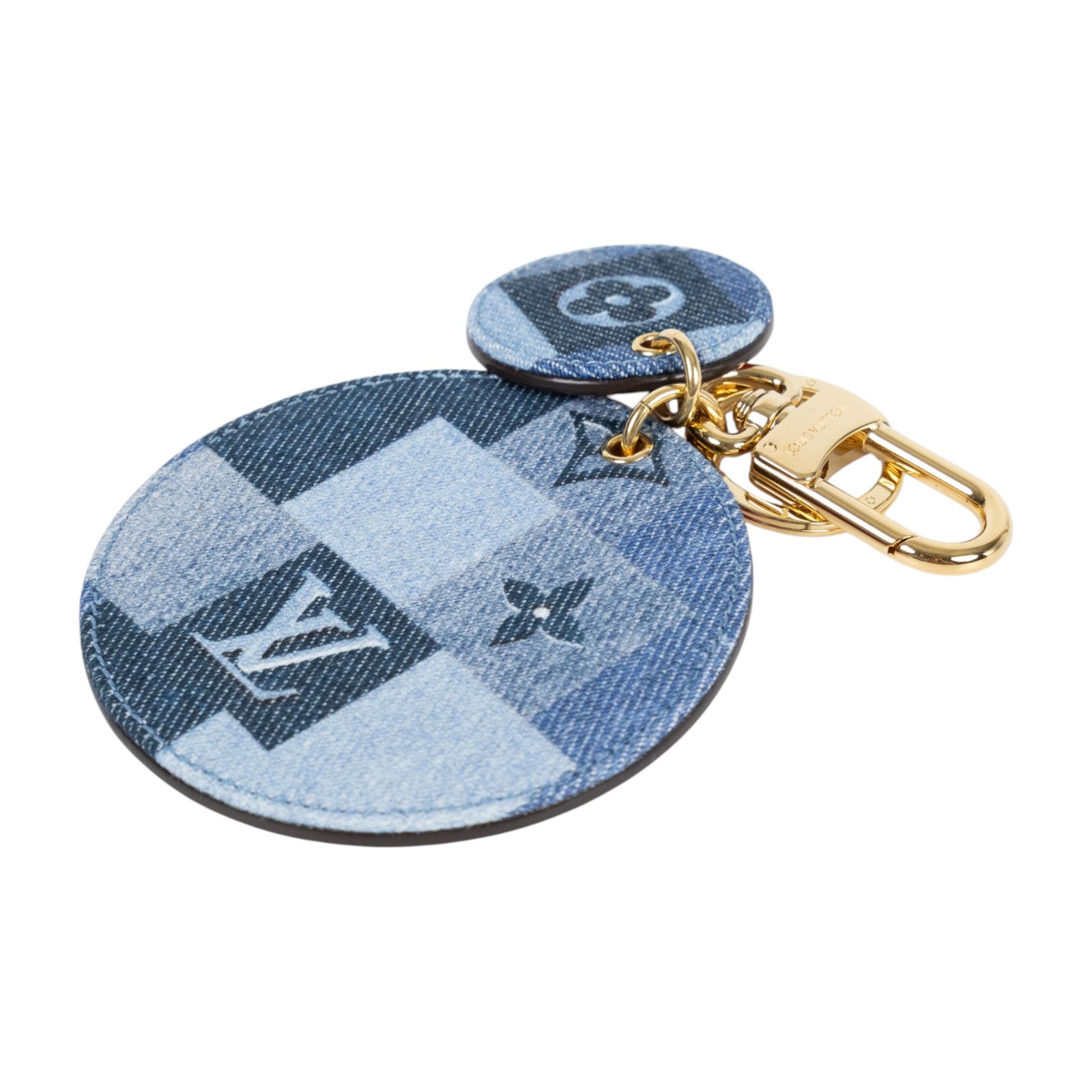 路易威登 LOUIS VUITTON Porte Cles 鑰匙扣 鑰匙圈 包飾 M69017 圓牛仔格紋LOGO鑰匙圈 原廠盒子/防塵袋