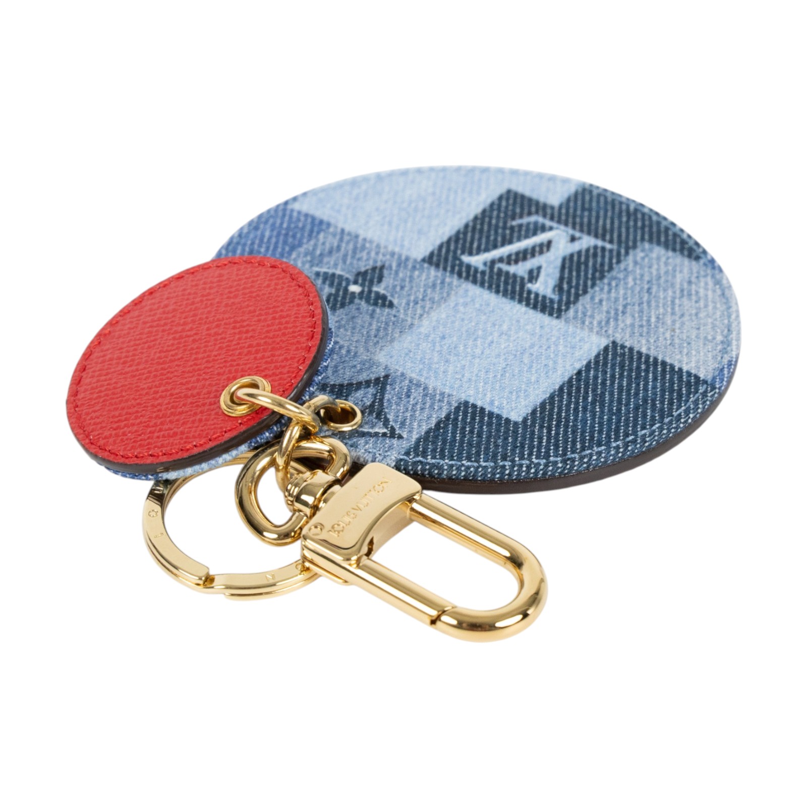 路易威登 LOUIS VUITTON Porte Cles 鑰匙扣 鑰匙圈 包飾 M69017 圓牛仔格紋LOGO鑰匙圈 原廠盒子/防塵袋