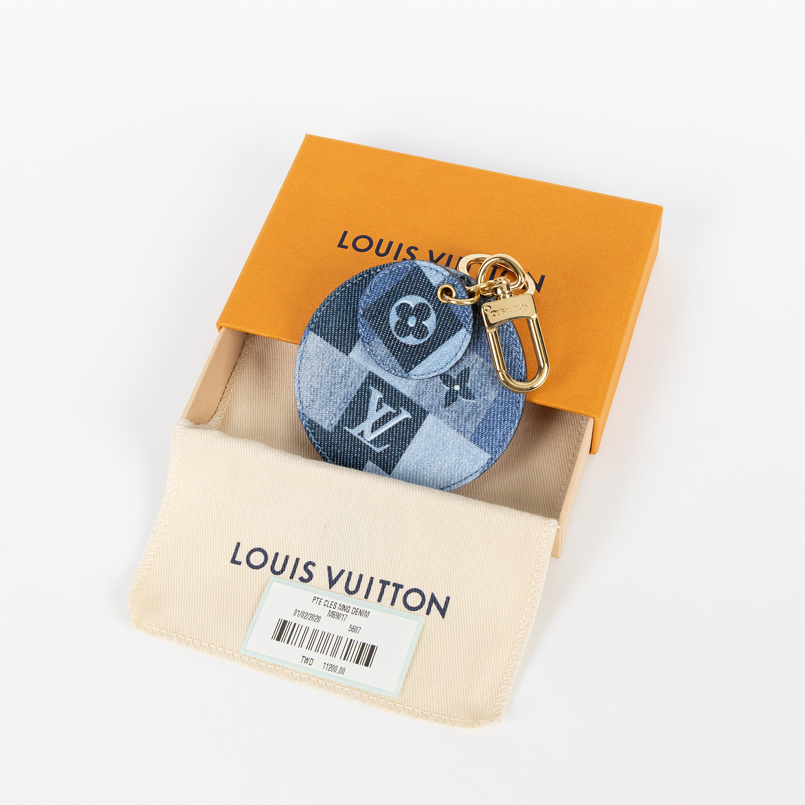 路易威登 LOUIS VUITTON Porte Cles 鑰匙扣 鑰匙圈 包飾 M69017 圓牛仔格紋LOGO鑰匙圈 原廠盒子/防塵袋