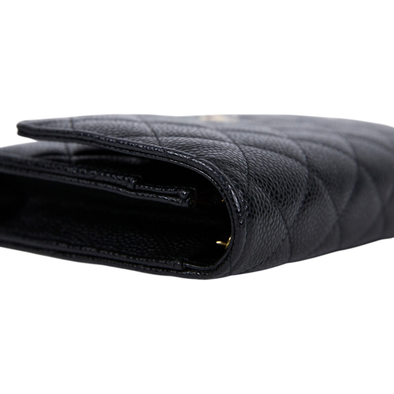 香奈兒 CHANEL 經典鏈子皮夾 菱格紋 CC LOGO AP0250 晶片款 黑金荔枝WOC 原廠盒子/防塵袋