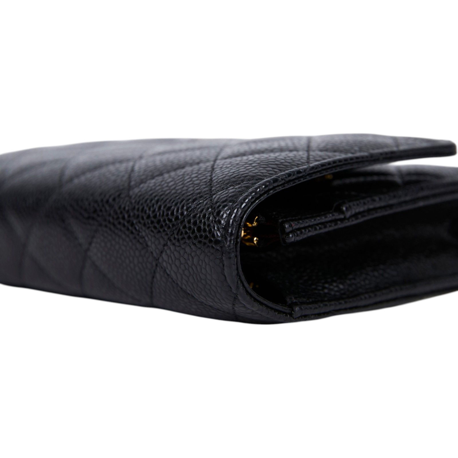 香奈兒 CHANEL 經典鏈子皮夾 菱格紋 CC LOGO AP0250 晶片款 黑金荔枝WOC 原廠盒子/防塵袋