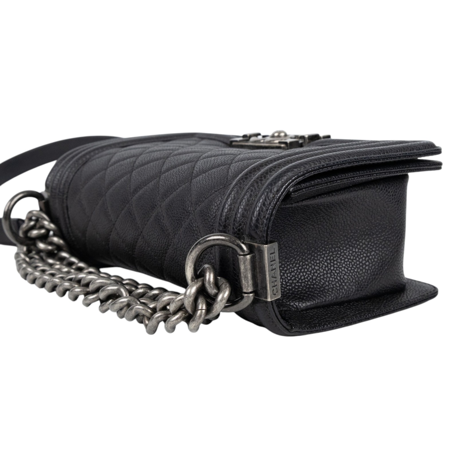 香奈兒 CHANEL Boy 20 小型 口蓋包 A67085 Y07352 23開黑荔枝皮復古銀BOY20 原廠盒子/防塵袋/保證卡/購買證明影本