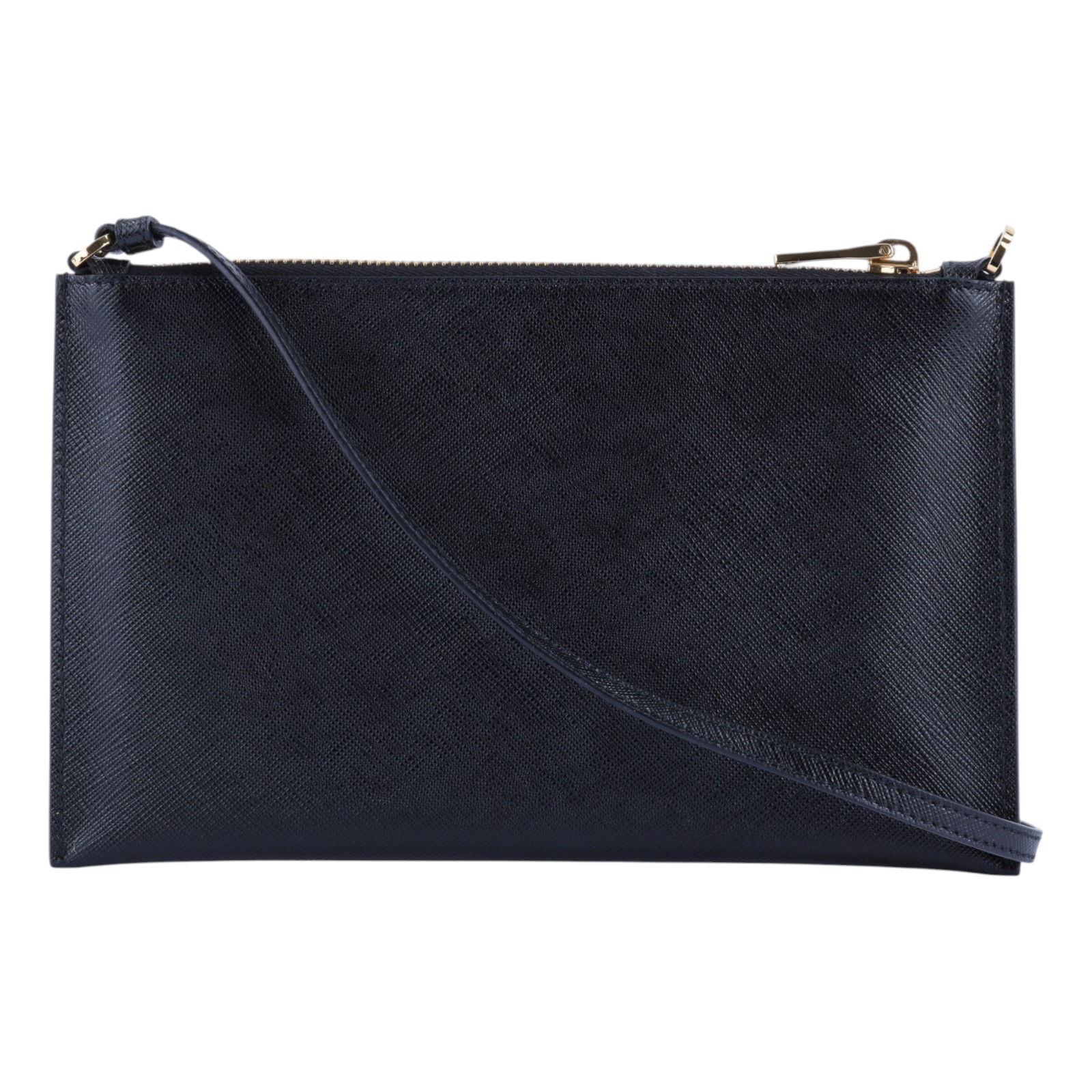 普拉達 PRADA Saffiano皮革 麻將包 手拿包 1NH004_PN9 黑防刮牛皮POUCH/肩背包 原廠盒子/保證卡