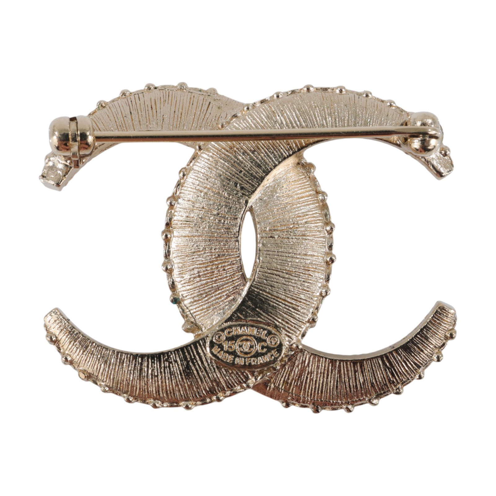 香奈兒 CHANEL CC Logo 胸針 配飾 15 C 金方水鑽胸針 原廠盒子/內襯