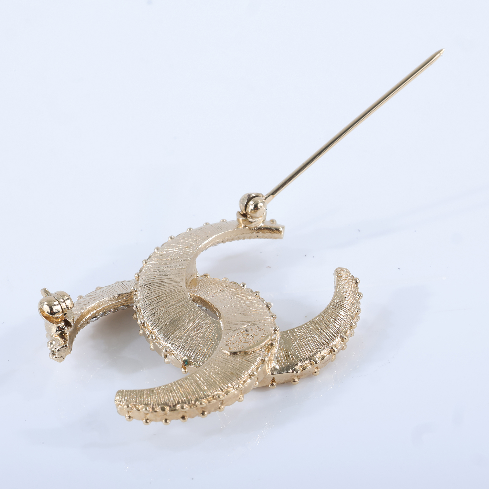 香奈兒 CHANEL CC Logo 胸針 配飾 15 C 金方水鑽胸針 原廠盒子/內襯