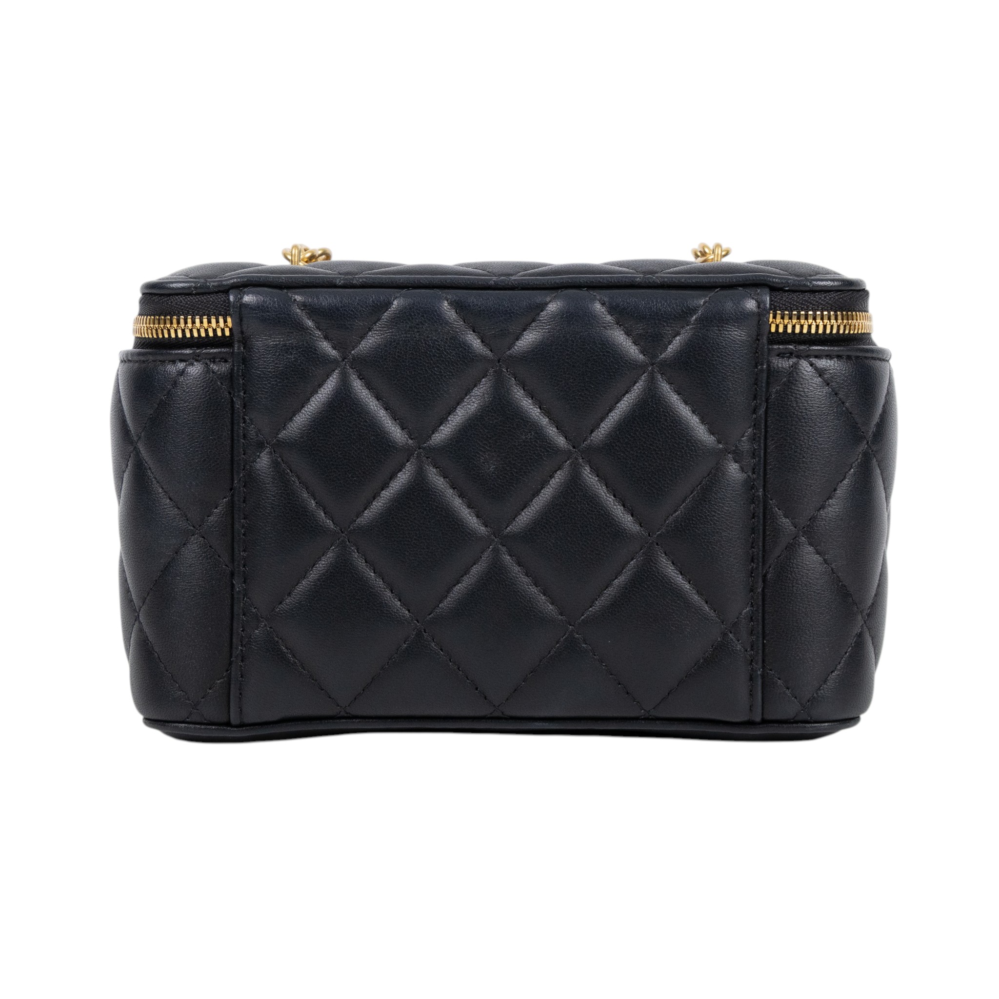 香奈兒 CHANEL CC LOGO 化妝盒 化妝箱 斜背包 Vanity Case AP3258 晶片款 黑金羊黑桃愛心珍珠鏈VANITY CASE 防塵袋/原廠盒子