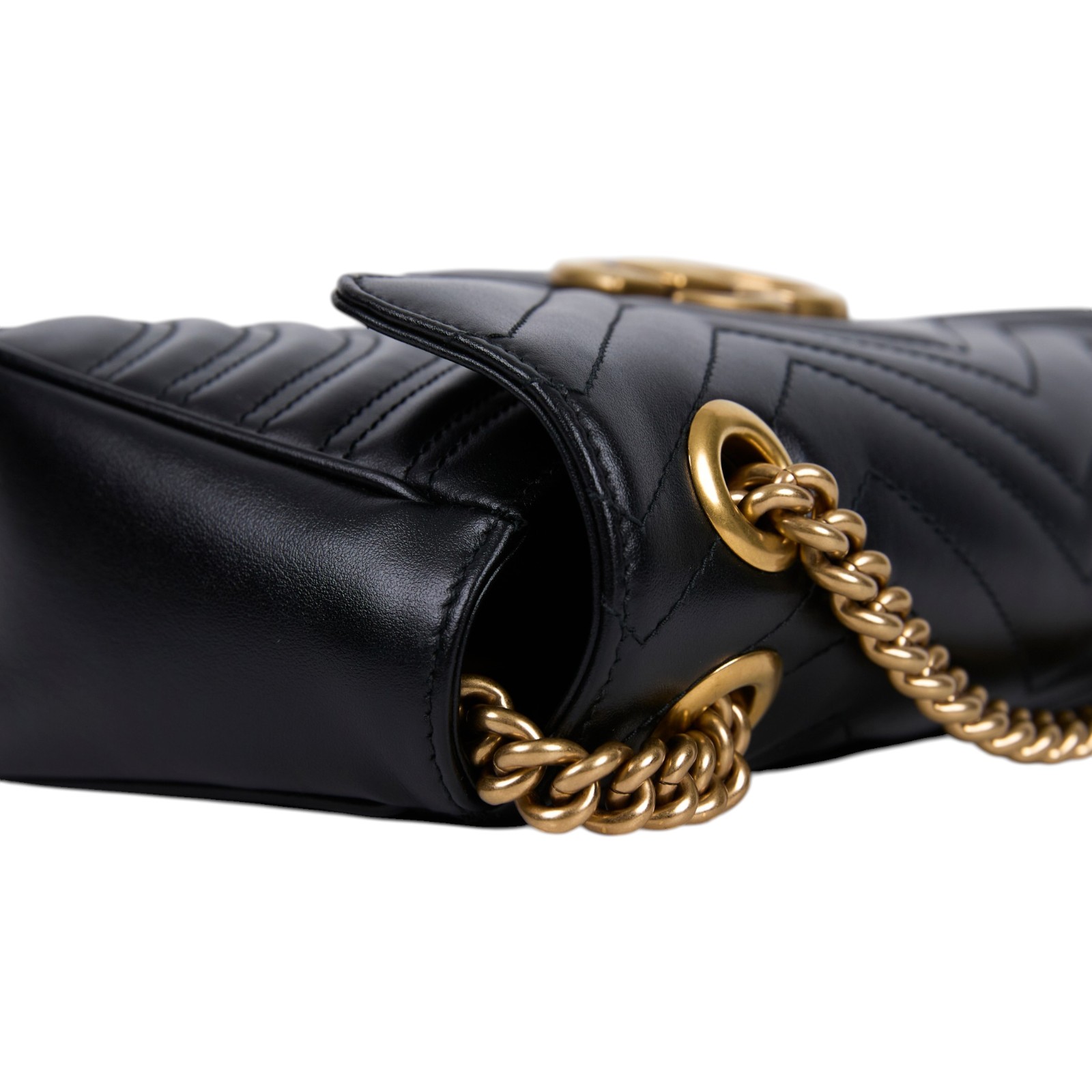 古馳 GUCCI GG Marmont 小型 絎縫 肩揹袋 443497 DTDIT 黑金MARMONT 26CM 防塵袋