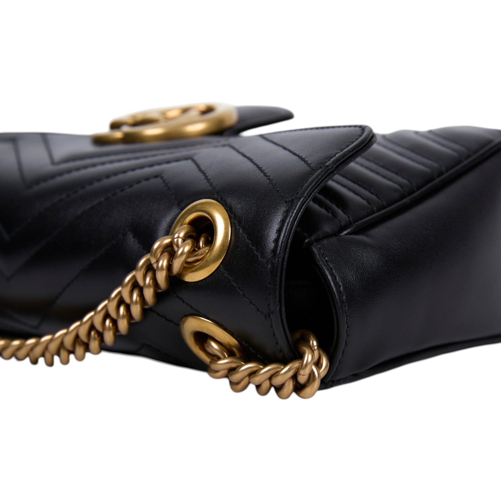 古馳 GUCCI GG Marmont 小型 絎縫 肩揹袋 443497 DTDIT 黑金MARMONT 26CM 防塵袋