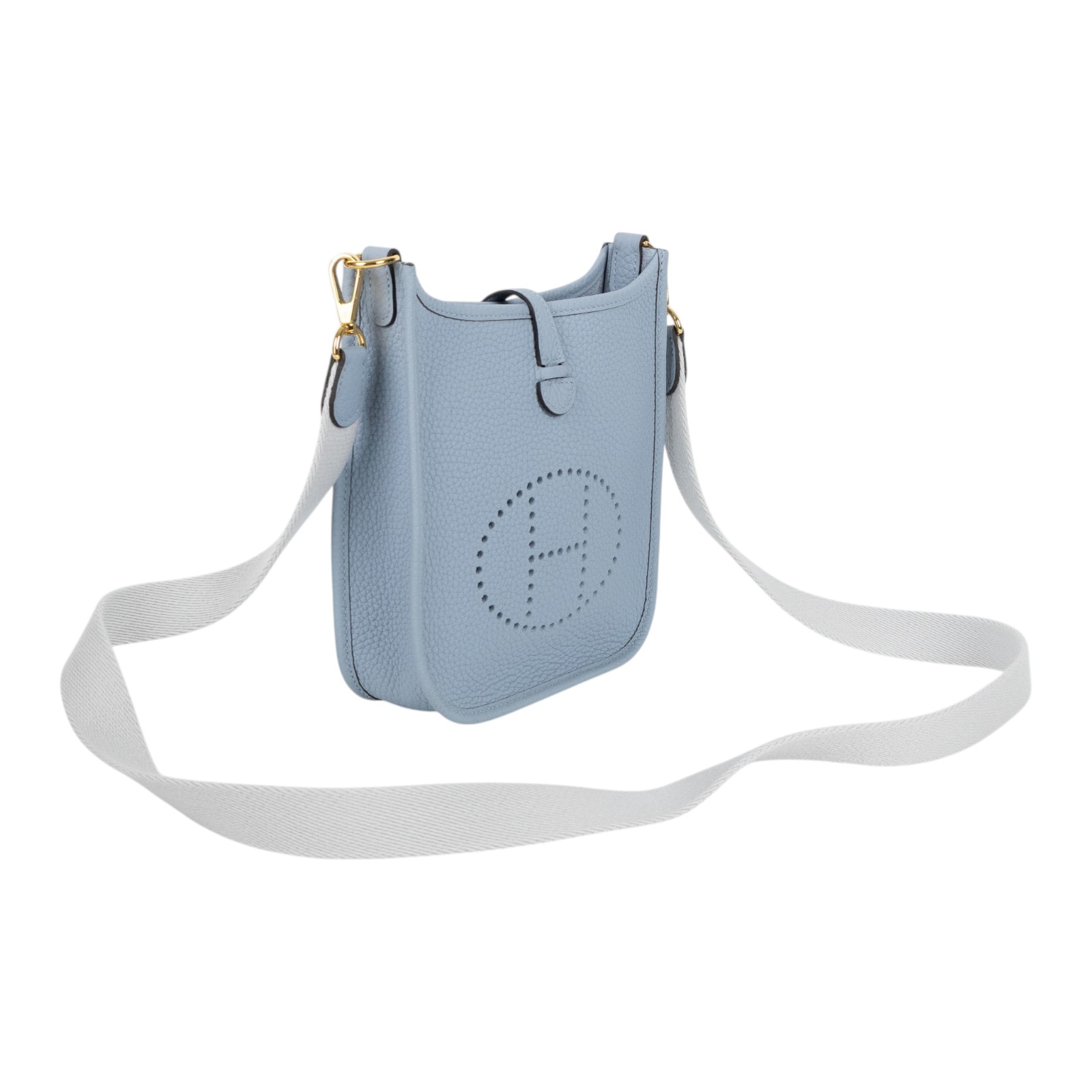 愛馬仕 Hermes Evelyne 16 Amazone bag 伊芙琳包 亞麻藍 珍珠灰 金色五金 H069426CCFG /K MM 001CH  原廠盒子/防塵袋/購買證明正本/背帶