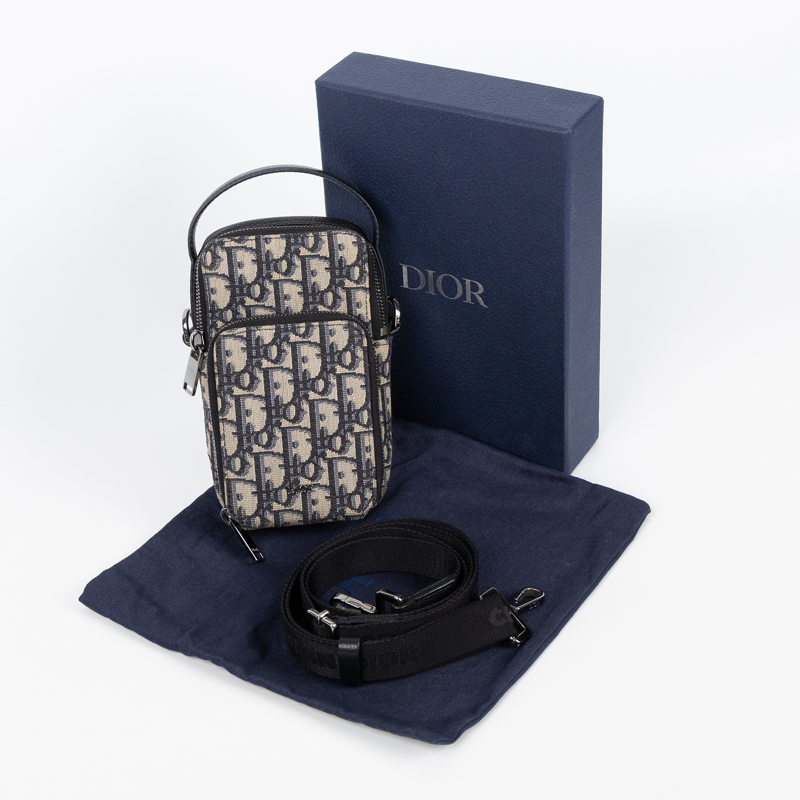 迪奧 CHRISTIAN DIOR Rider 手機袋 超迷你 2OBCA326YSE 藍OBLIQUE RIDER 手機包 原廠盒子/防塵袋