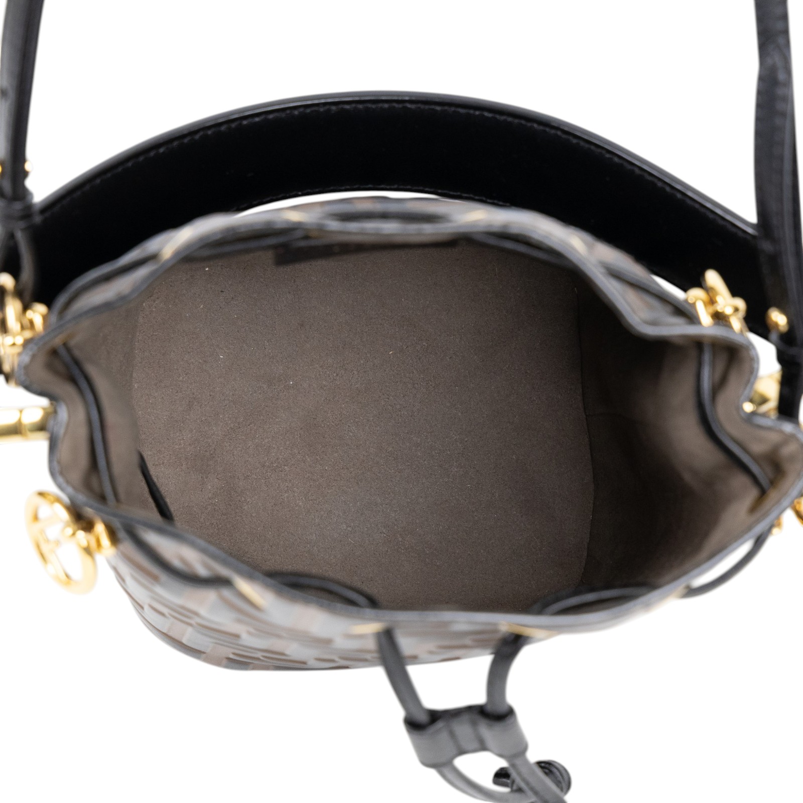 芬迪 FENDI Mon Tresor 皮革 迷你 手袋 8BS010A659 黑拚棕FF水桶包 防塵袋