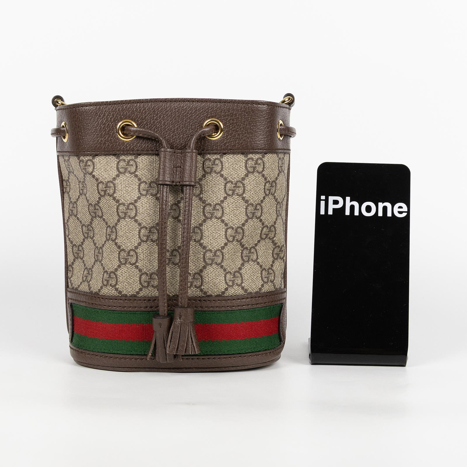 古馳 GUCCI Ophidia GG 迷你 水桶袋 米色 烏木色 550620 96I3B 棕GG紋OPHIDIA水桶包 防塵袋