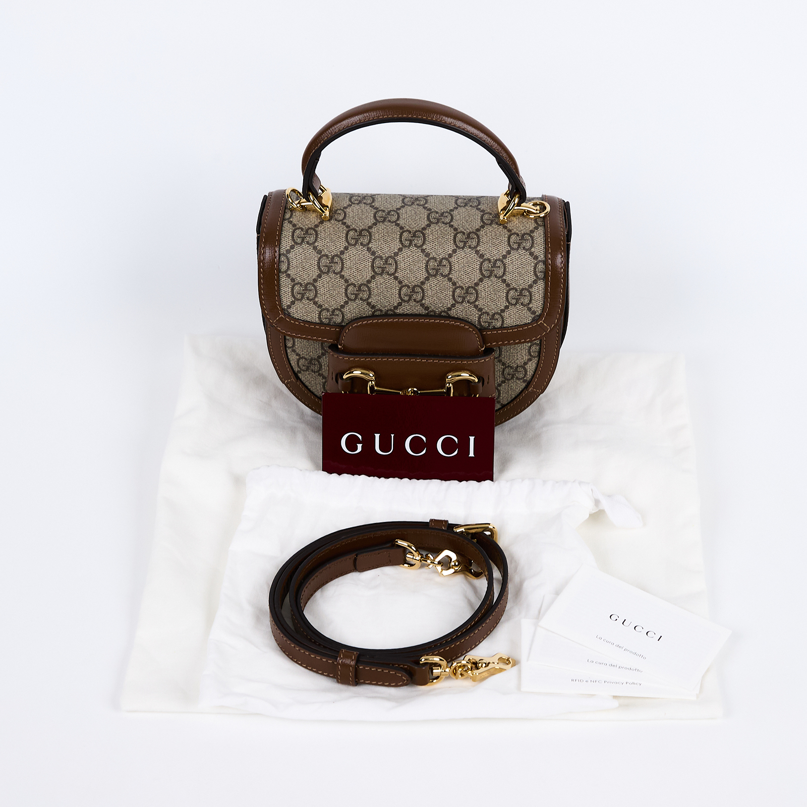 古馳 GUCCI Horsebit 1955 迷你 肩背 手提包 781387 92TCG 咖GG HORSEBIT 1955 MINI 防塵袋