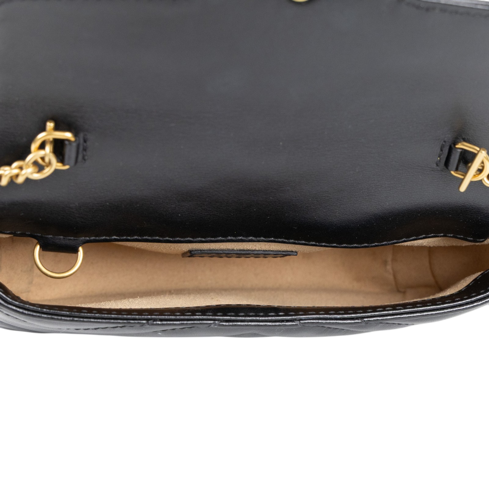 古馳 GUCCI GG Mormont 絎縫 超迷你袋 476433 DTDCT 黑金MARMONT MINI 無附屬品