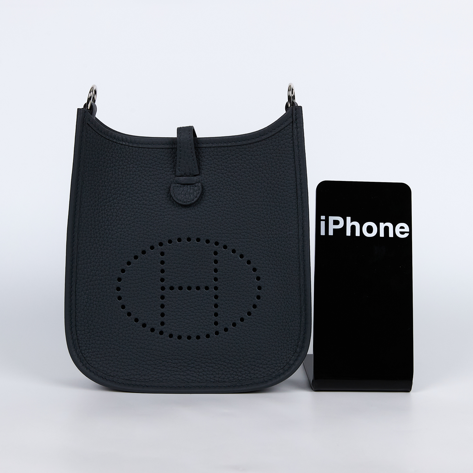 愛馬仕 Hermes Evelyne Bag Mini 伊芙琳包 Evelyne 16 霧霾灰 銀色五金 H085945CKAQ /W TS 001 AU  防塵袋/原廠盒子/背帶/購買證明正本