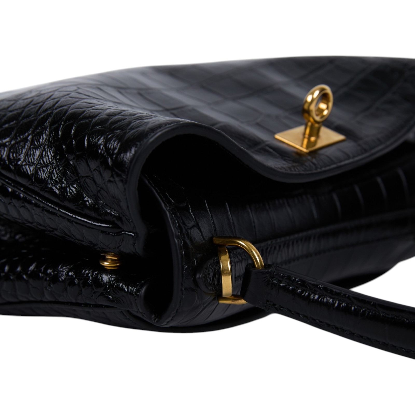 巴黎世家 BALENCIAGA Rodeo Mini 手提包 鱷魚壓紋小牛皮 7954562AA5L 黑金鱷魚壓紋RODEO MINI STARP/防塵袋