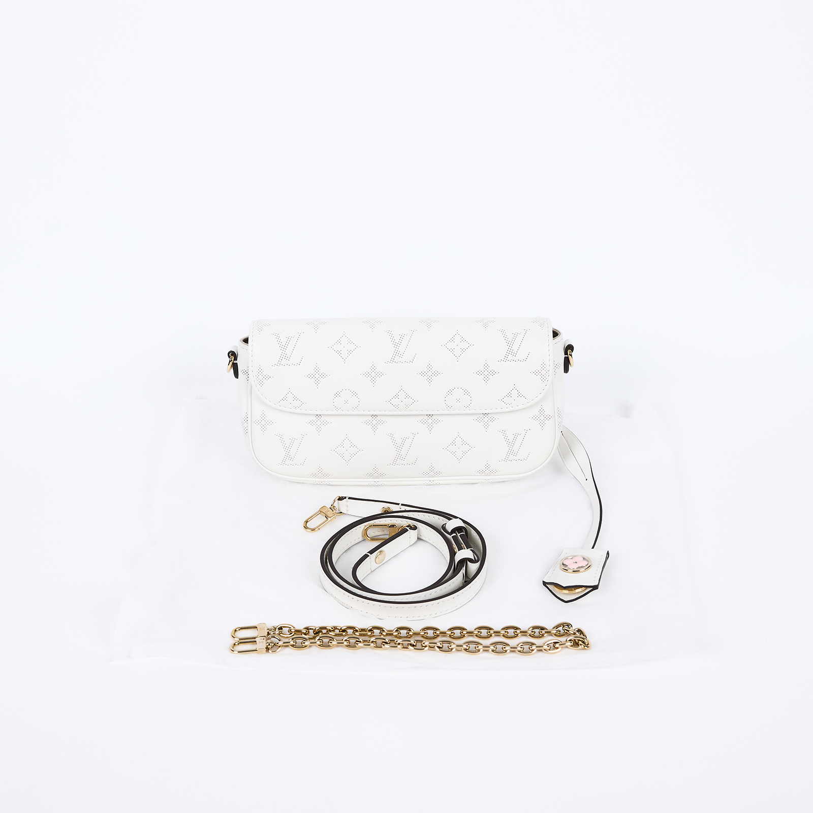 路易威登 LOUIS VUITTON Wallet on Chain Ivy 肩背包 手拿包 M11299 晶片款 白WOC IVY 無附屬品