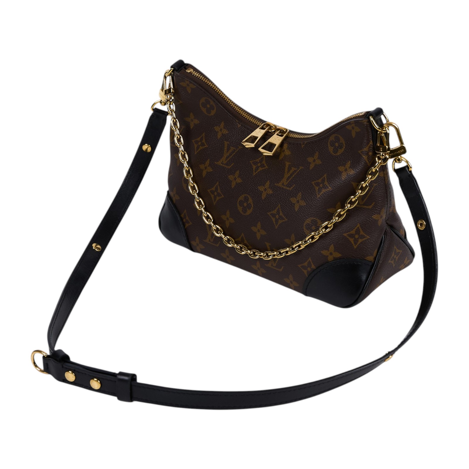 路易威登 LOUIS VUITTON Boulogne 黑色 牛角包 手提 斜肩背包 M45831 晶片款  防塵袋/原廠盒子/購買證明正本/背帶２