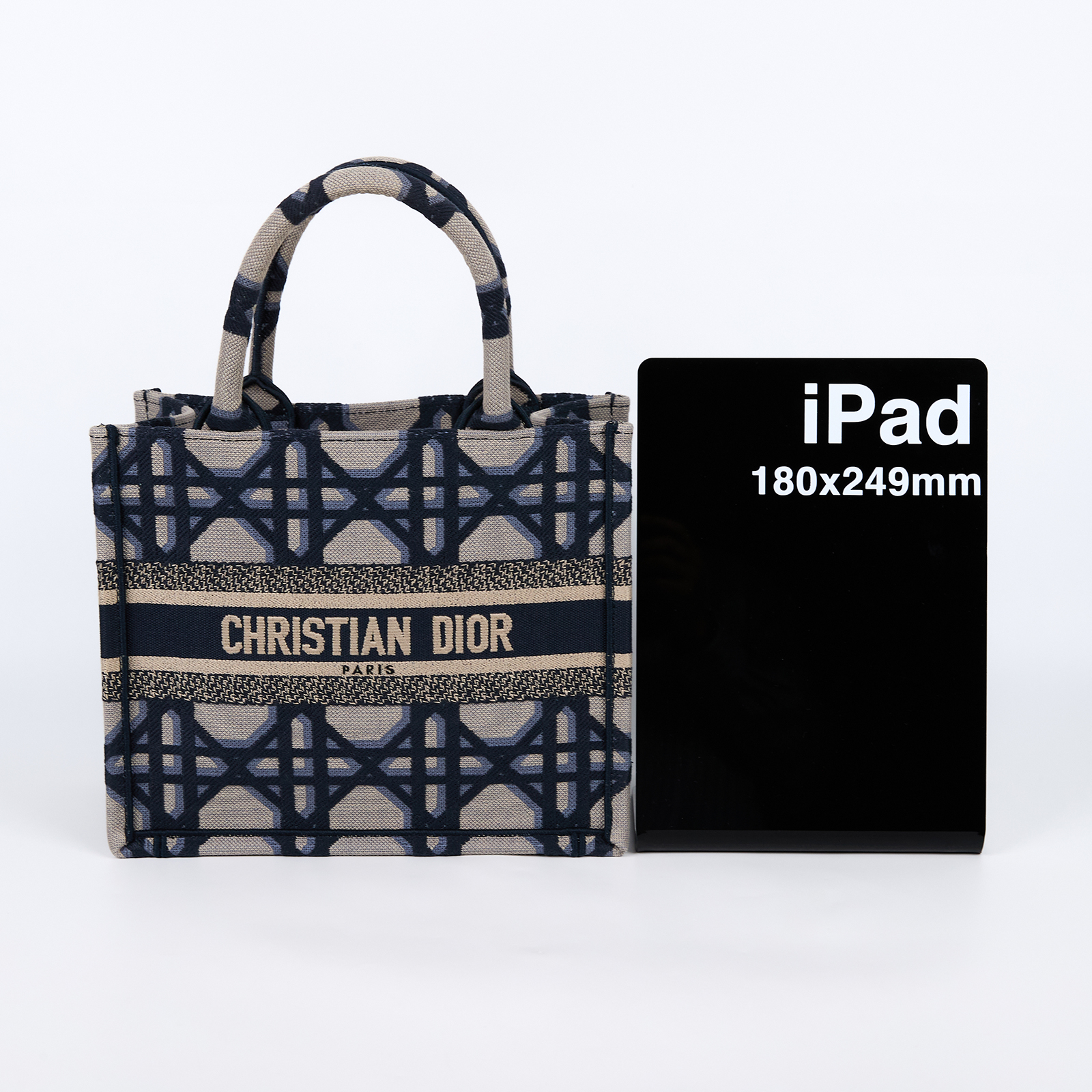 迪奧 CHRISTIAN DIOR Book Tote 小型 托特包 米色 藍色 M1265ZZAU 深藍騰格紋BOOK TOTE 小號 無附屬品