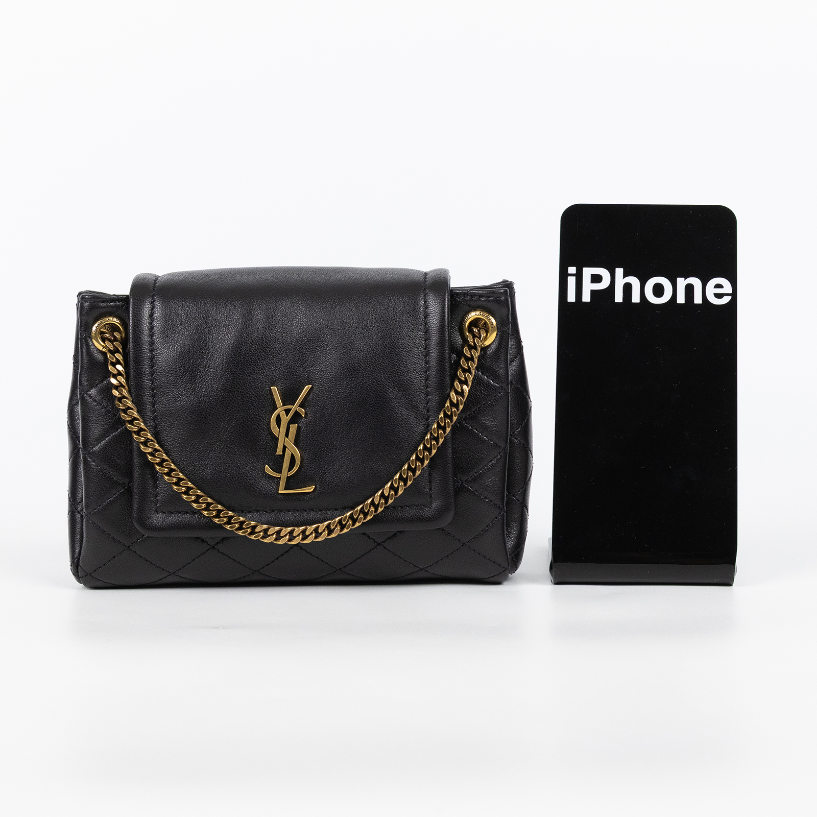 聖羅蘭 YSL SAINT LAURENT Nolia 小羊皮 迷你 手袋 肩背包 金色五金 6727381EL07  原廠盒子/防塵袋/小白卡