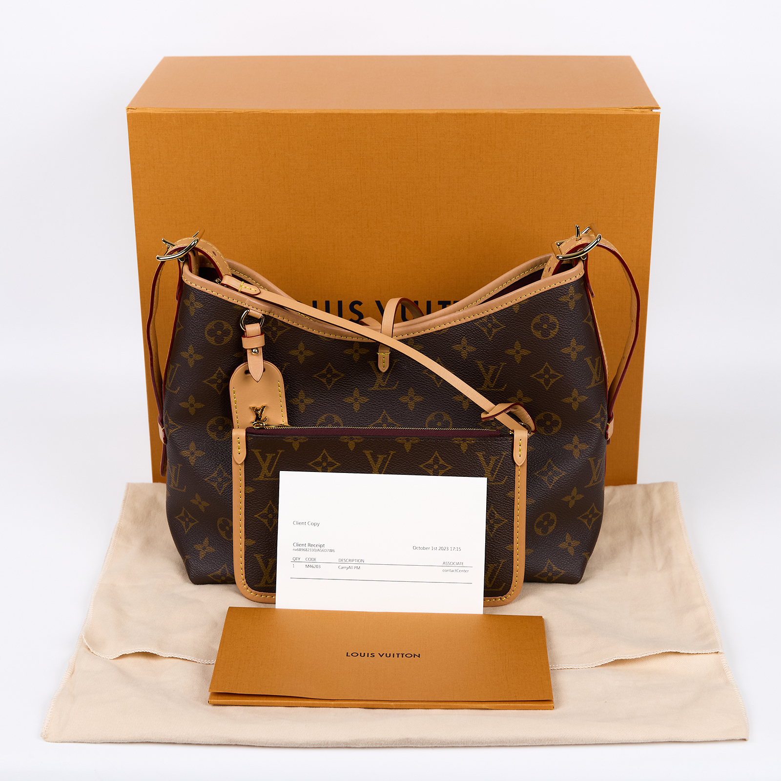 路易威登 LOUIS VUITTON CarryAll PM 原花 肩背包 M46203 晶片款 原花CARRYALL PM 原廠盒子/防塵袋/購買證明正本