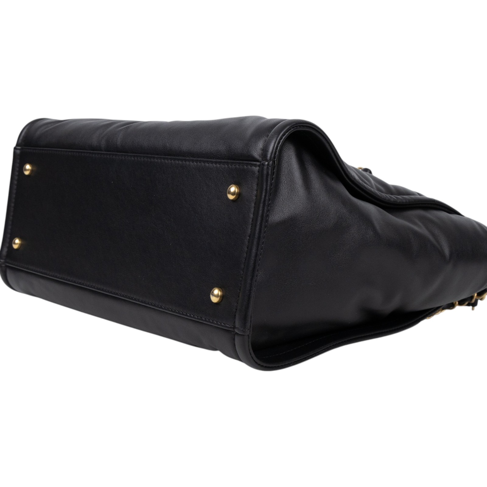 香奈兒 CHANEL 海灘包 小型 AS3257 晶片款 全黑皮革壓紋DEAUVILLE沙灘包 防塵袋/內袋