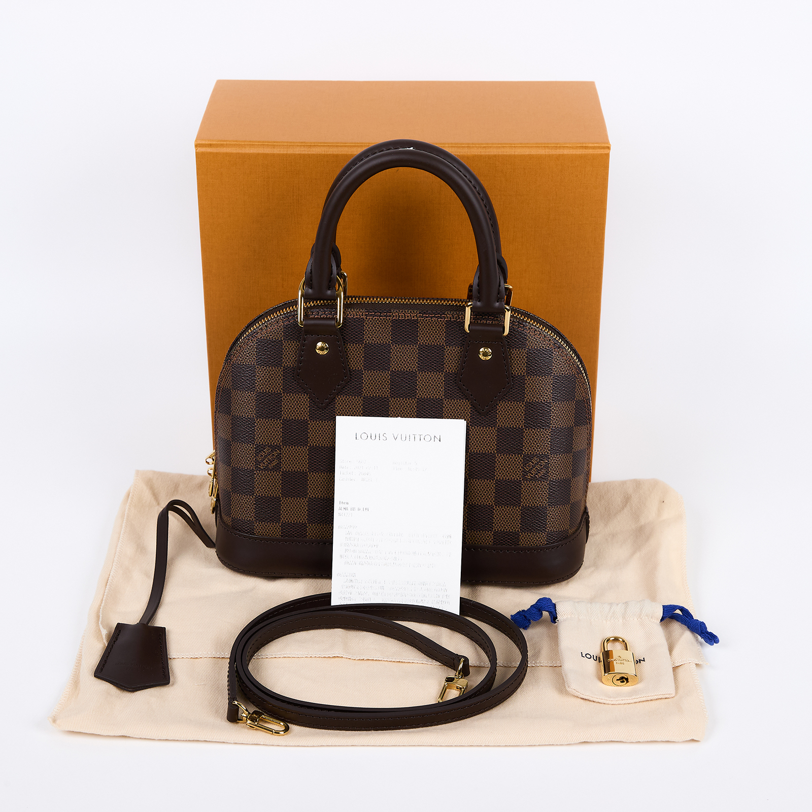 路易威登 LOUIS VUITTON Alma BB 貝殼包 棋盤格 Ebene帆布 N41221 棋盤ALMA BB 原廠盒子/防塵袋/背帶/鎖組/皮革吊飾