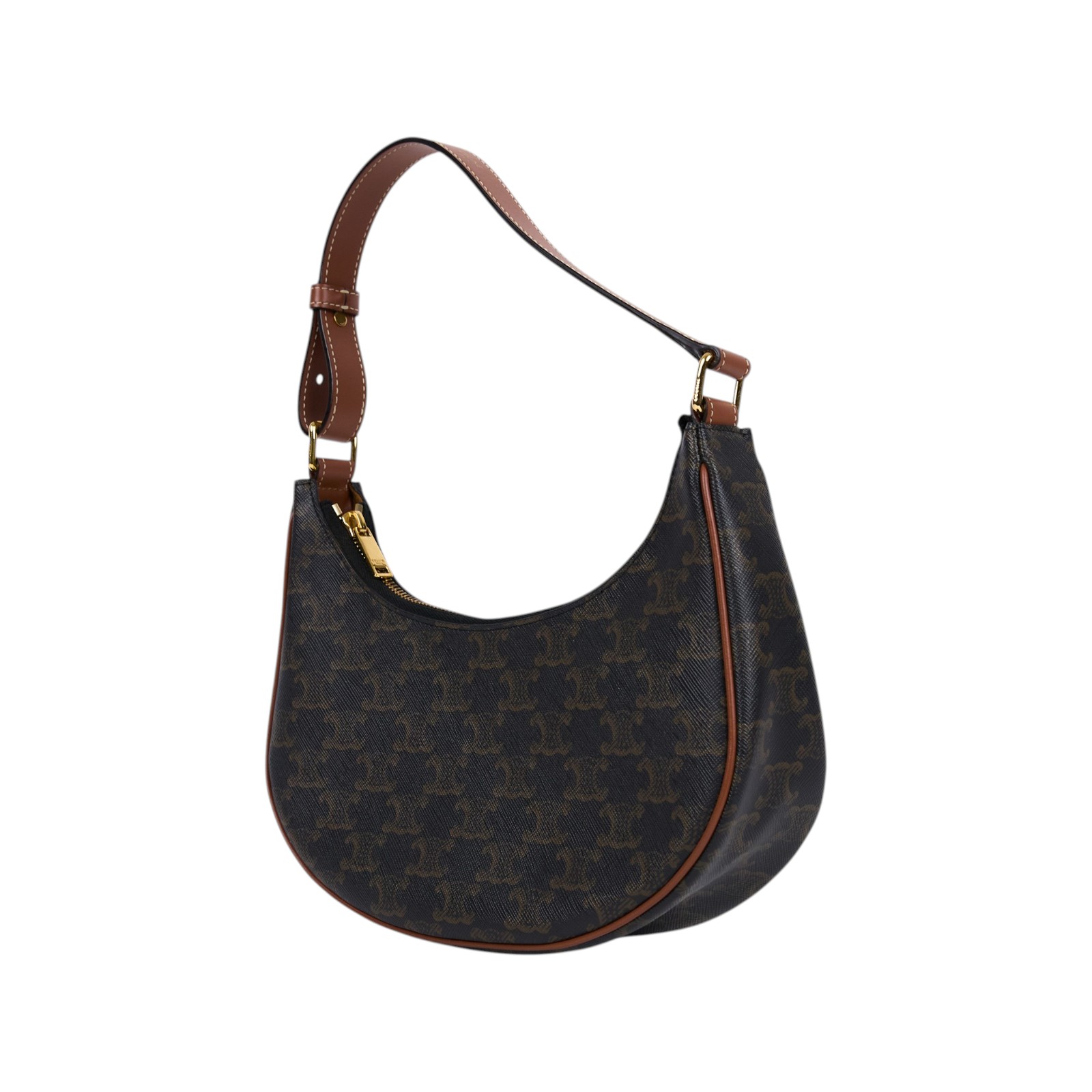 思琳 CELINE Triomphe帆布 牛皮革 Ava 肩背 手提包 193952BZJ 棕凱旋門AVA腋下包 防塵袋