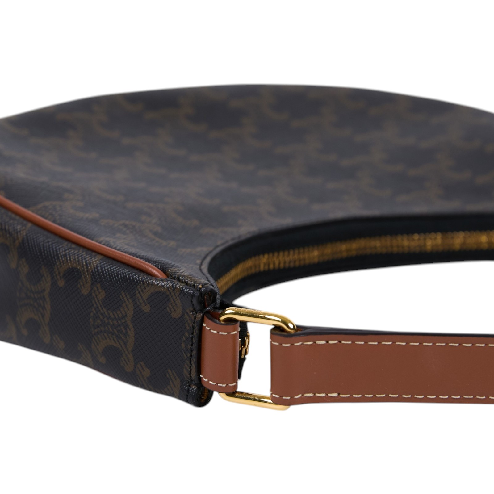 思琳 CELINE Triomphe帆布 牛皮革 Ava 肩背 手提包 193952BZJ 棕凱旋門AVA腋下包 防塵袋