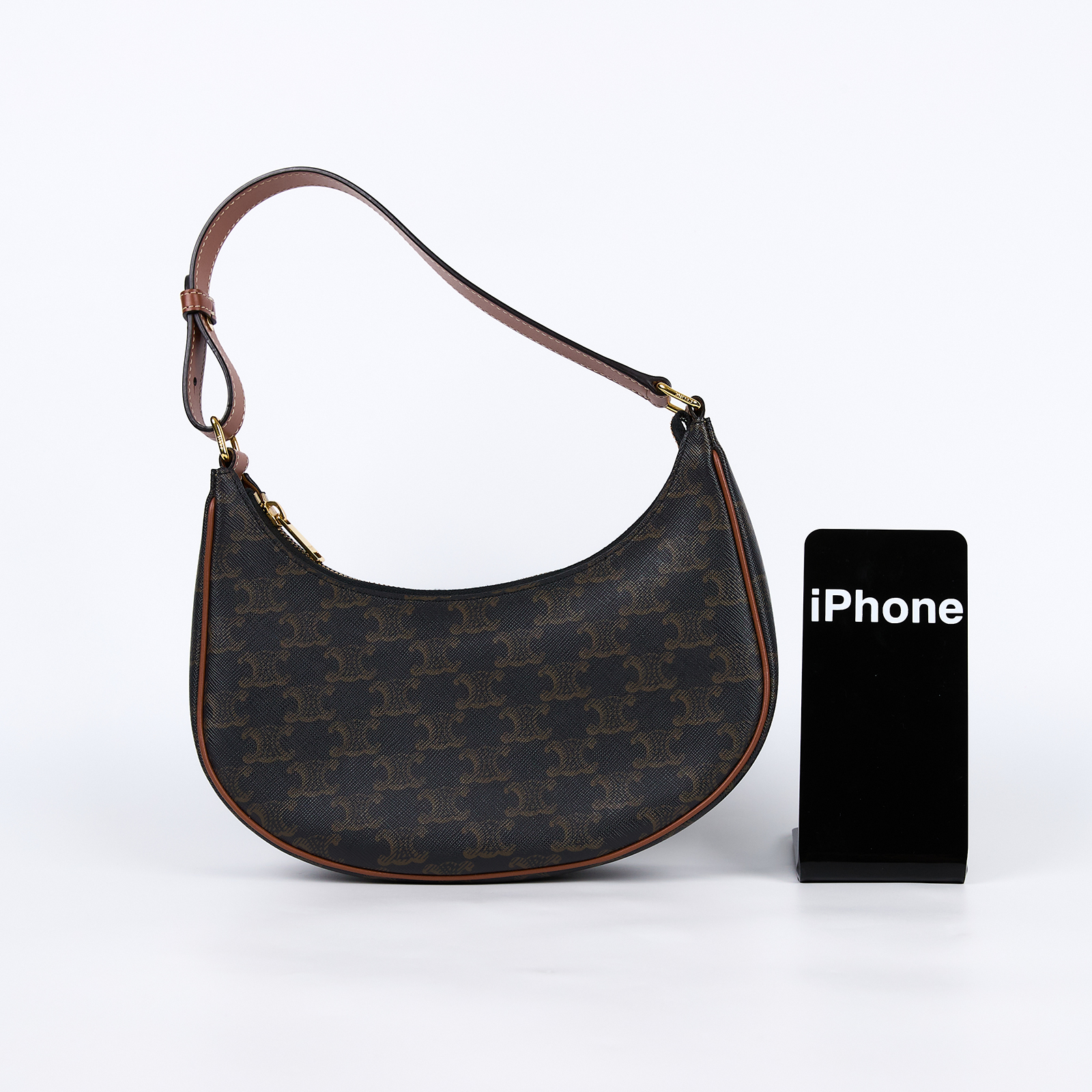 思琳 CELINE Triomphe帆布 牛皮革 Ava 肩背 手提包 193952BZJ 棕凱旋門AVA腋下包 防塵袋