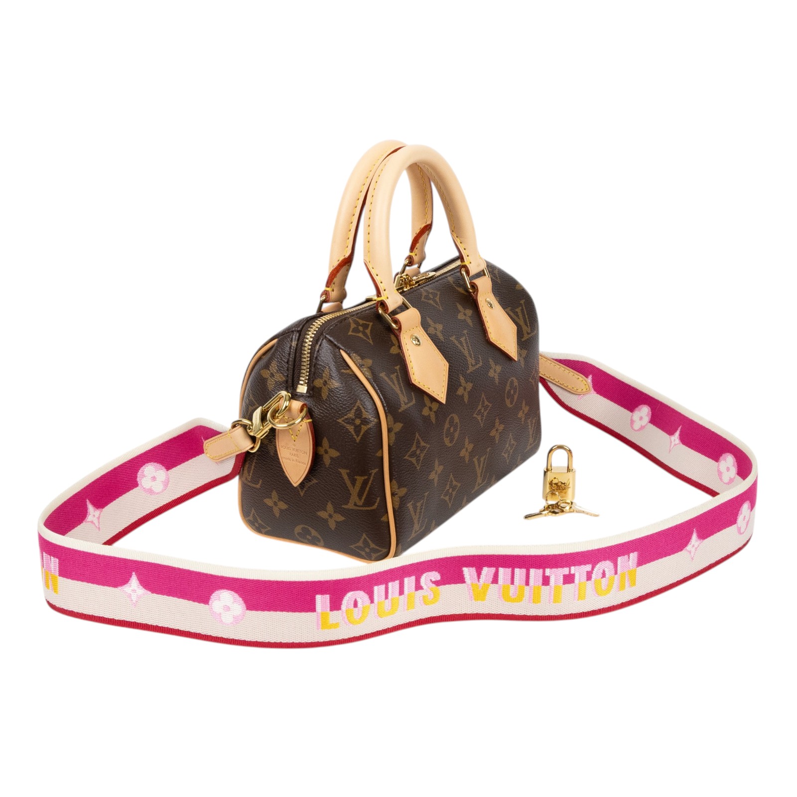 路易威登 LOUIS VUITTON Speedy Bandoulière 20手提 斜背 波士頓包 桃紅色  M45948 晶片款  STARP/鎖組/防塵袋/原廠盒子