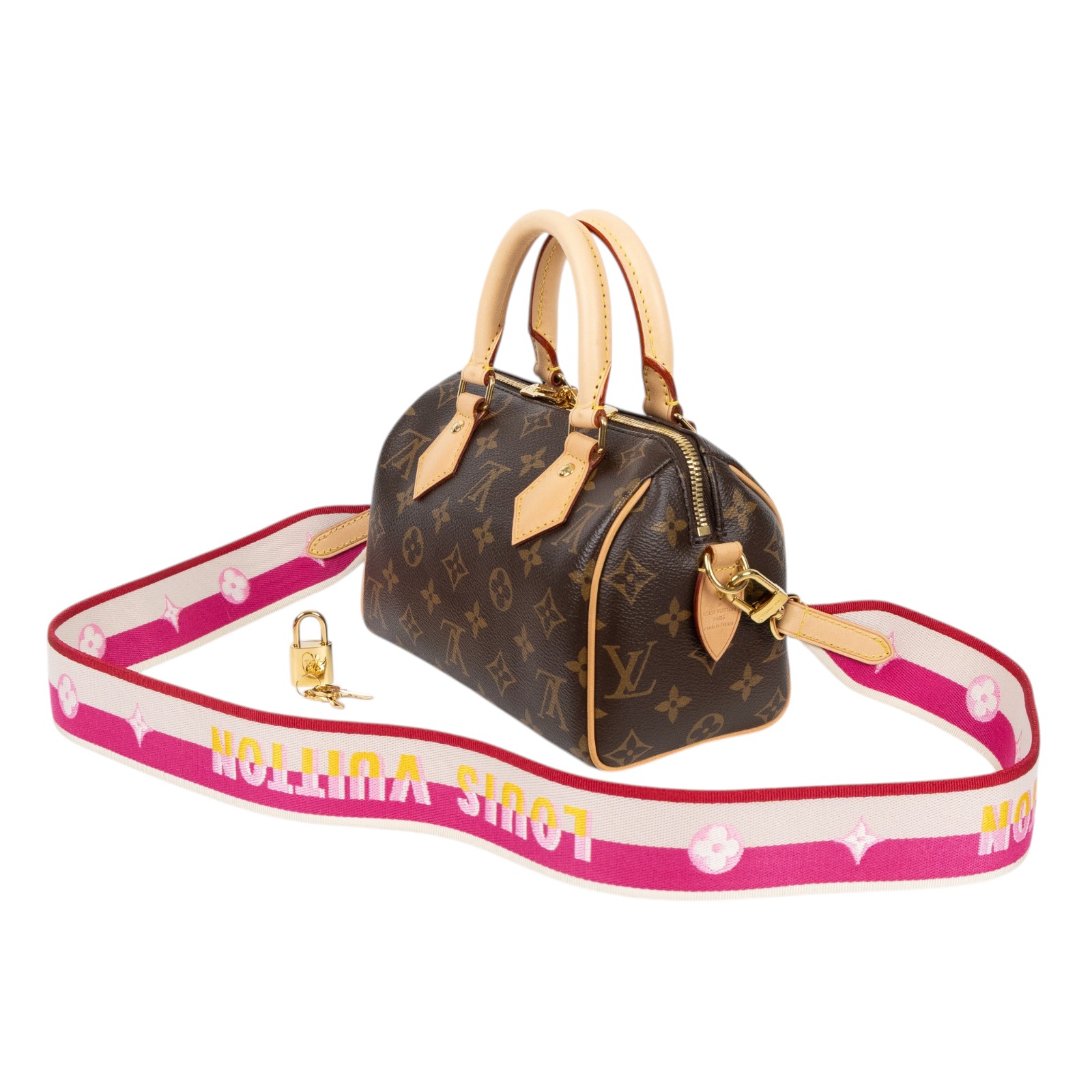 路易威登 LOUIS VUITTON Speedy Bandoulière 20手提 斜背 波士頓包 桃紅色  M45948 晶片款  STARP/鎖組/防塵袋/原廠盒子