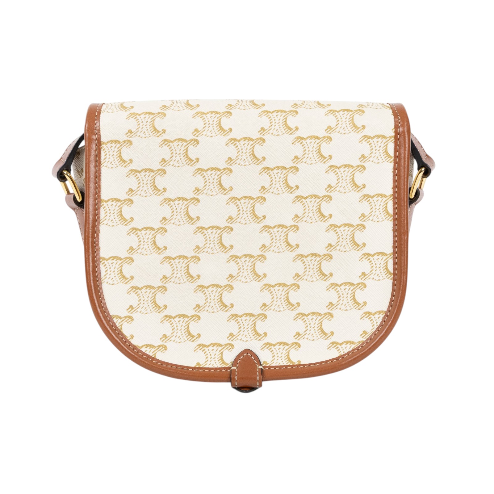 思琳 CELINE Triomphe帆布 中型 凱旋門 Folco 斜背 肩背 馬鞍包 191502BZJ 白凱旋門FOLCO馬鞍包 中號 防塵袋/購買證明正本