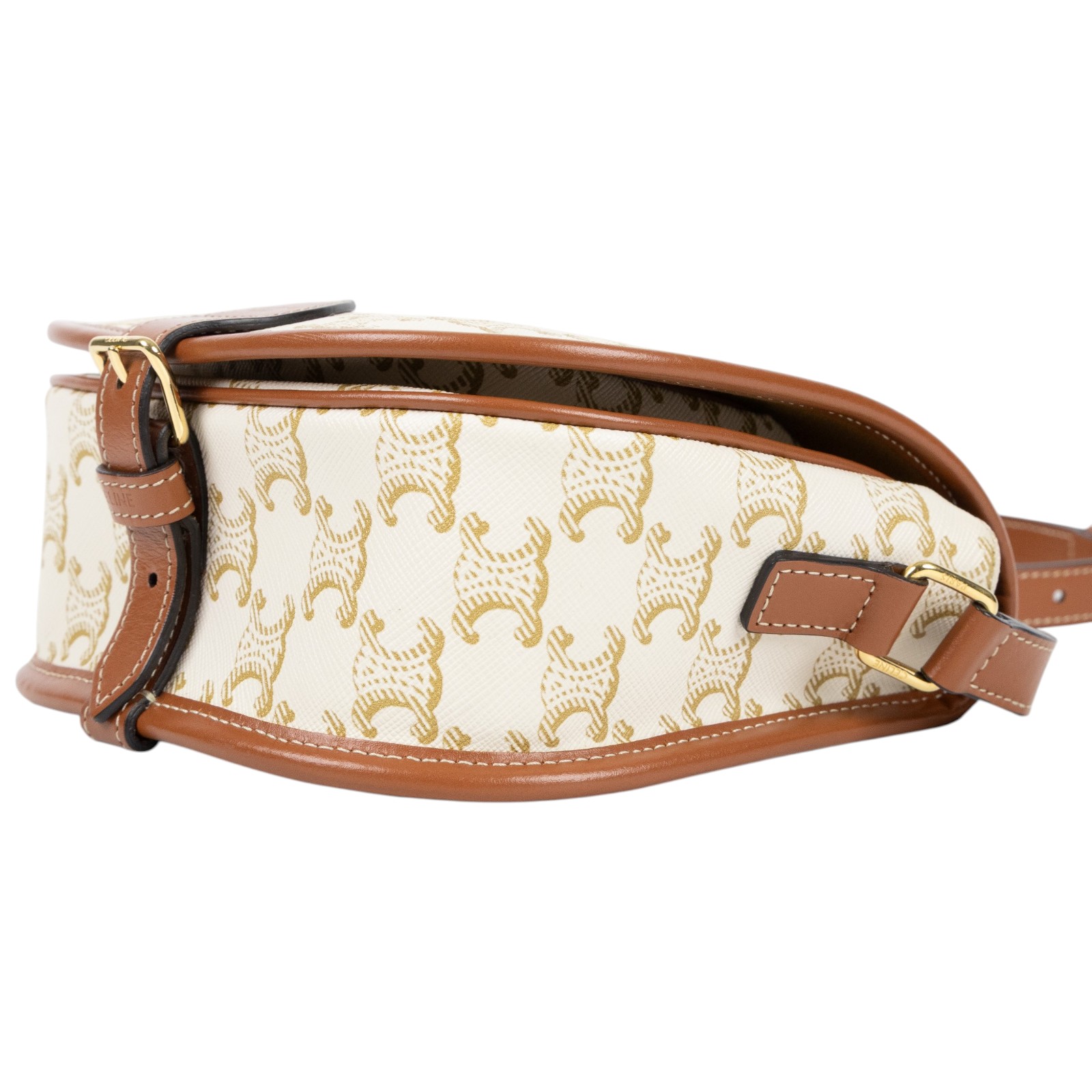 思琳 CELINE Triomphe帆布 中型 凱旋門 Folco 斜背 肩背 馬鞍包 191502BZJ 白凱旋門FOLCO馬鞍包 中號 防塵袋/購買證明正本